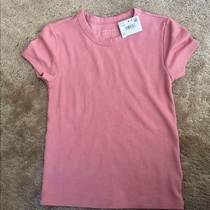 American Eagle Outfitters Dusty Rose Ribbed Tee